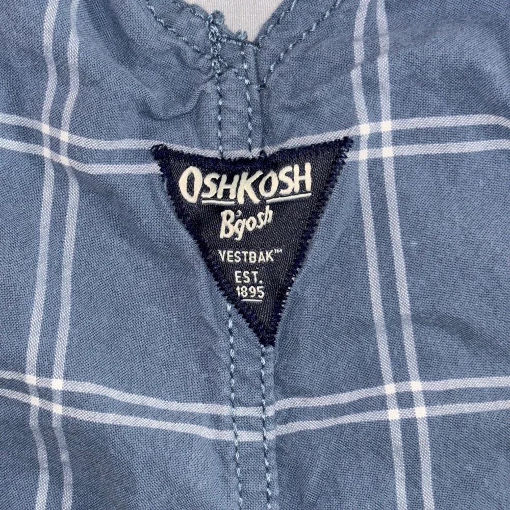 OshKosh B'gosh Toddler Boys Blue Plaid Vestbak Shorts Overalls 3T 2S607210